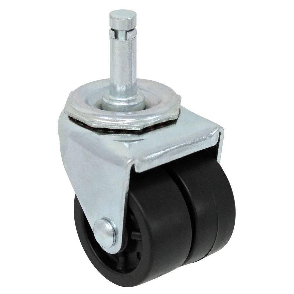 2" x 13/16" Light Duty Low Profile Stem Dual Wheel Swivel Caster with Polyolefin Wheel - 01PO20AB8191YY