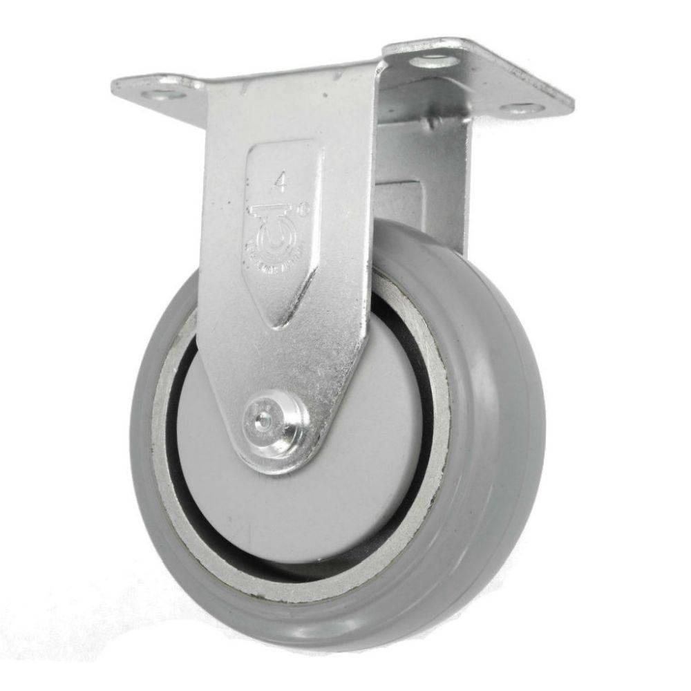 4" x 1-1/4" Light Medium Duty Rigid Caster with Rubber on Aluminum Wheel - 76RA40GI4306YY