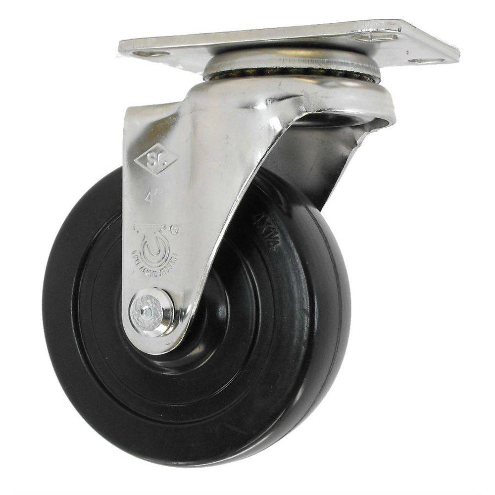 4" x 1-1/4" Light Medium Duty Stainless Steel Swivel Caster with Hard Rubber Wheel - 15HR40GB8206YY