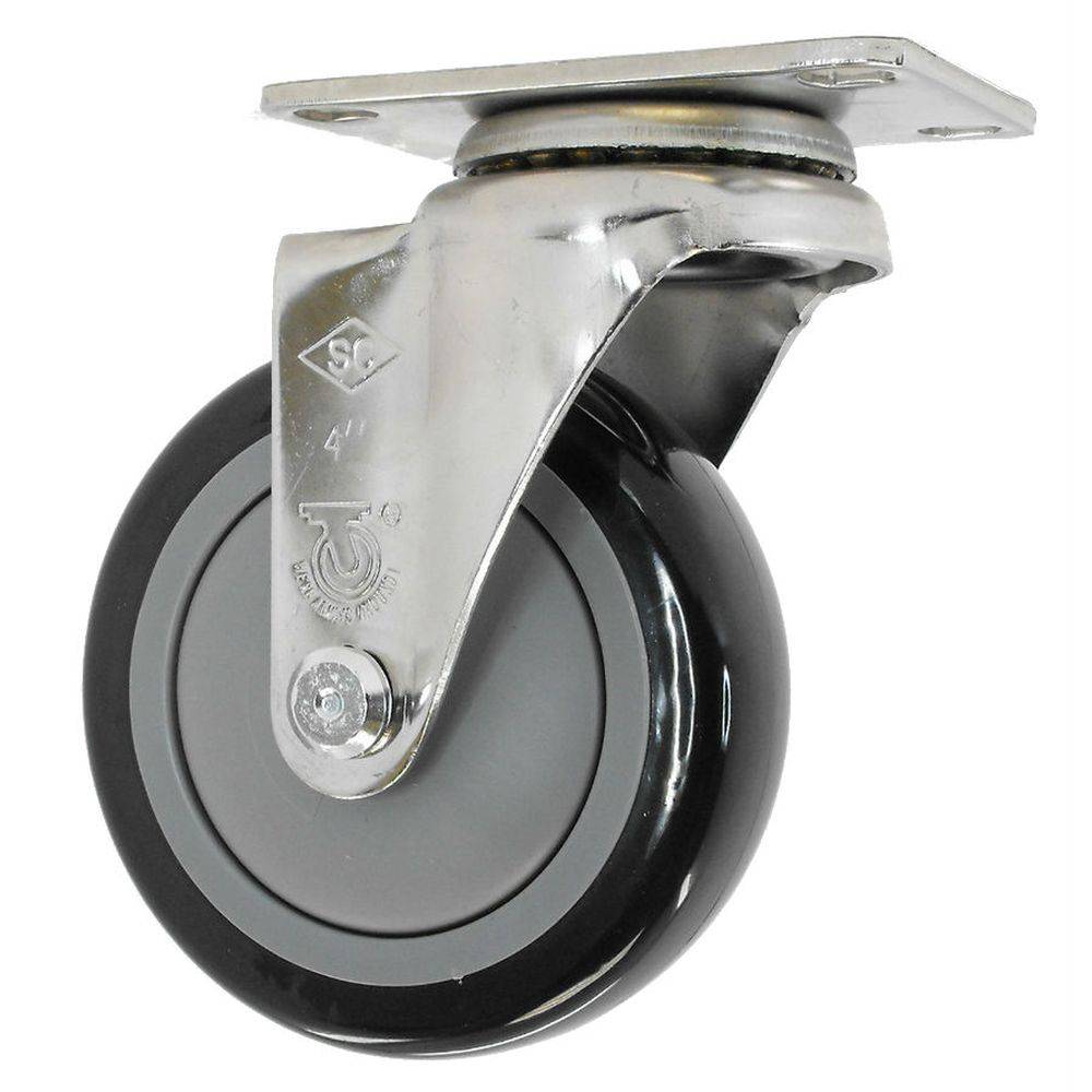 4" x 1-1/4" Light Medium Duty Stainless Steel Swivel Caster with Poly-Pro Wheel - 15PP40GA4406YY