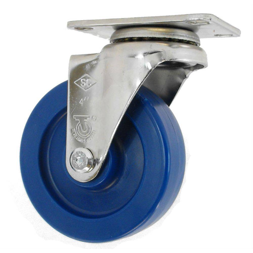 4" x 1-1/4" Light Medium Duty Stainless Steel Swivel Caster with Duralastomer Wheel - 15SU40GL9006YY