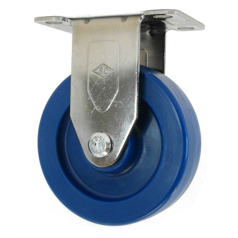 4" x 1-1/4" Light Medium Duty Stainless Steel Rigid Caster with Duralastomer Wheel - 16SU40GL9006YY
