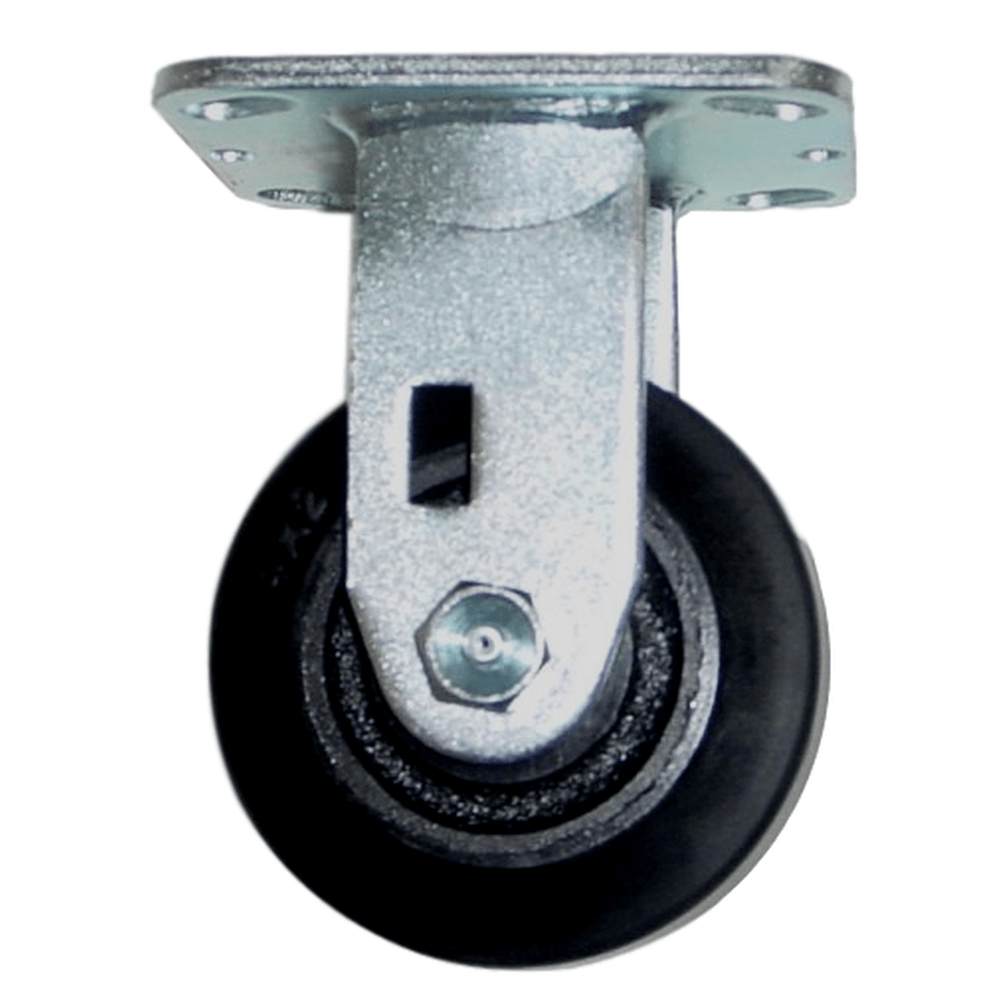 4" x 2" Medium Duty Series Rigid Caster with Mold-On Rubber on Cast Iron Wheel - 28RS40JB0417YY