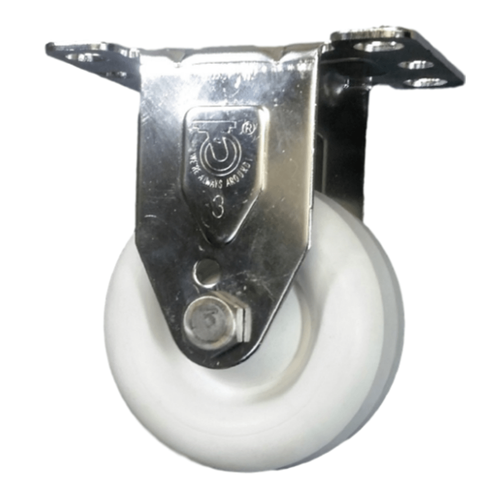 3" x 1-1/4" Light Medium Duty Stainless Steel Rigid Caster with Polyolefin Wheel - 16PO30GJ9006YY
