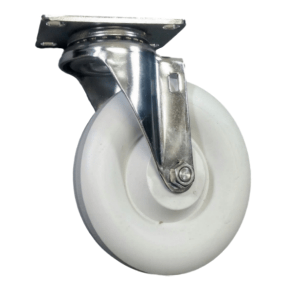 5" x 1-1/4" Light Medium Duty Stainless Steel Swivel Caster with Polyolefin Wheel - 15PO50GJ9006YY