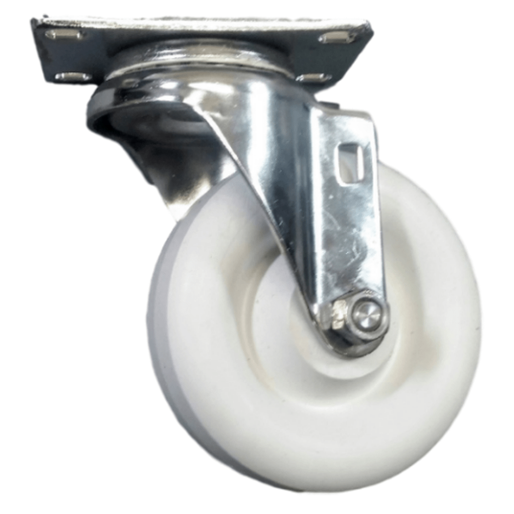 4" x 1-1/4" Light Medium Duty Stainless Steel Swivel Caster with Polyolefin Wheel - 15PO40GJ9006YY