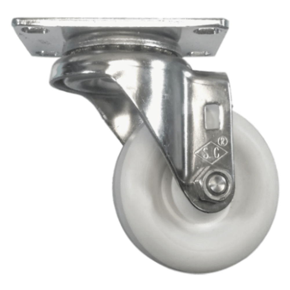 3" x 1-1/4" Light Medium Duty Stainless Steel Swivel Caster with Polyolefin Wheel - 15PO30GJ9006YY
