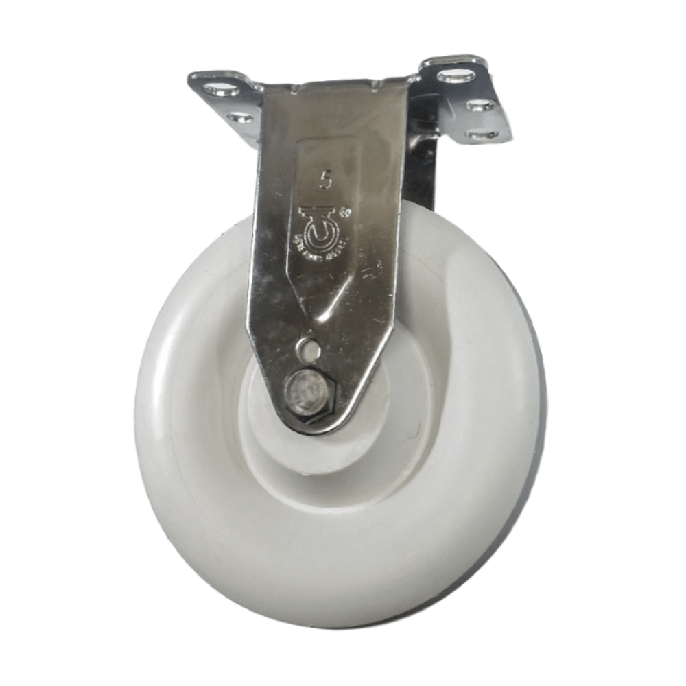 5" x 1-1/4" Light Medium Duty Stainless Steel Rigid Caster with Polyolefin Wheel - 16PO50GJ9006YY