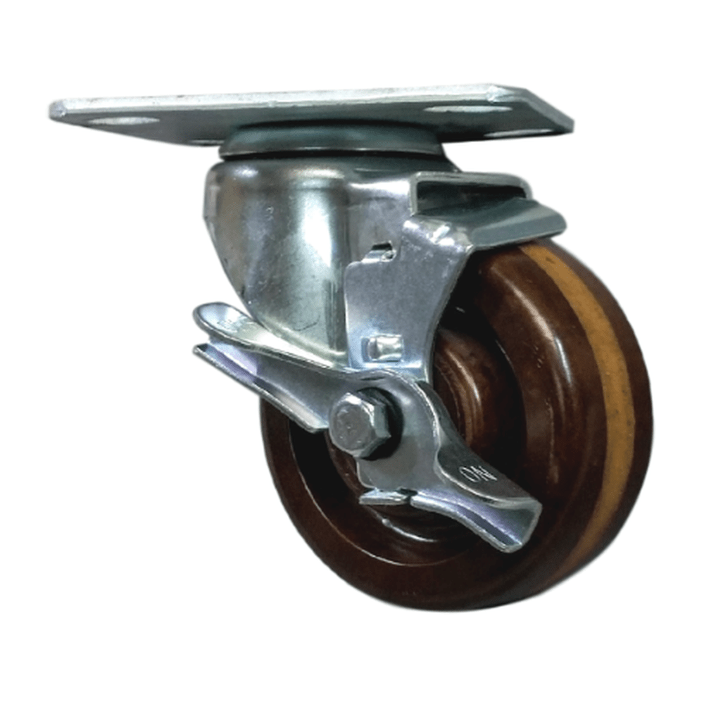 4" x 2" Medium Duty Series Swivel Caster with High Temp. Phenolic Wheel - 27HT40JQ0417TY