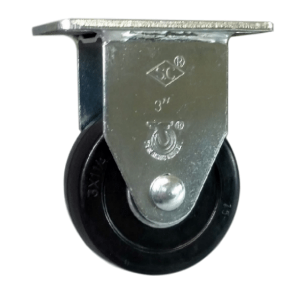 3" x 1-1/4" Light Medium Duty Rigid Caster with Soft Rubber Wheel - 76SR30GB4206YY