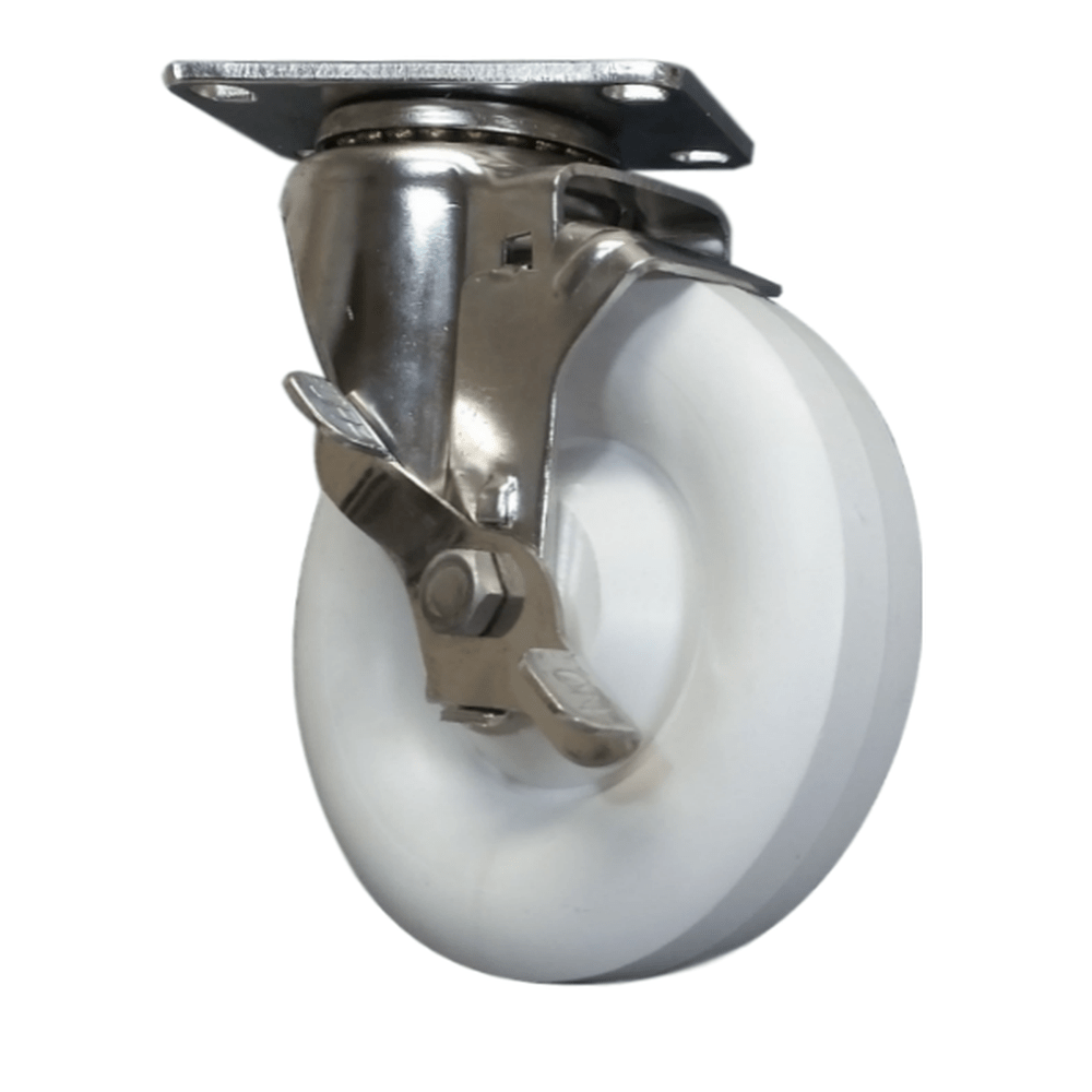 5" x 1-1/4" Light Medium Duty Stainless Steel Swivel Caster with Polyolefin Wheel - 15PO50GJ9006TY
