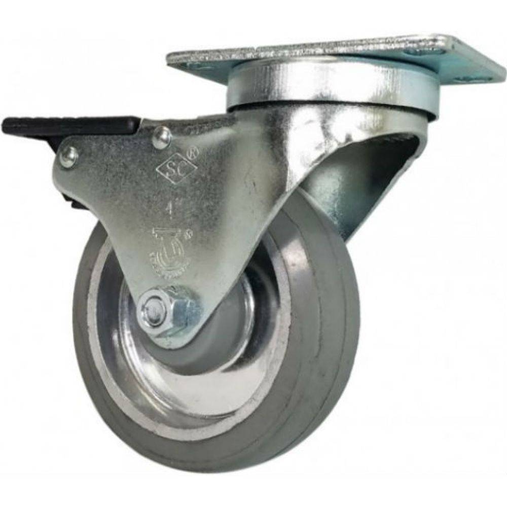 5" x 1-1/4" Light Medium Duty Total Lock Swivel Caster with Rubber on Aluminum Wheel - T3RA50GI4306YY