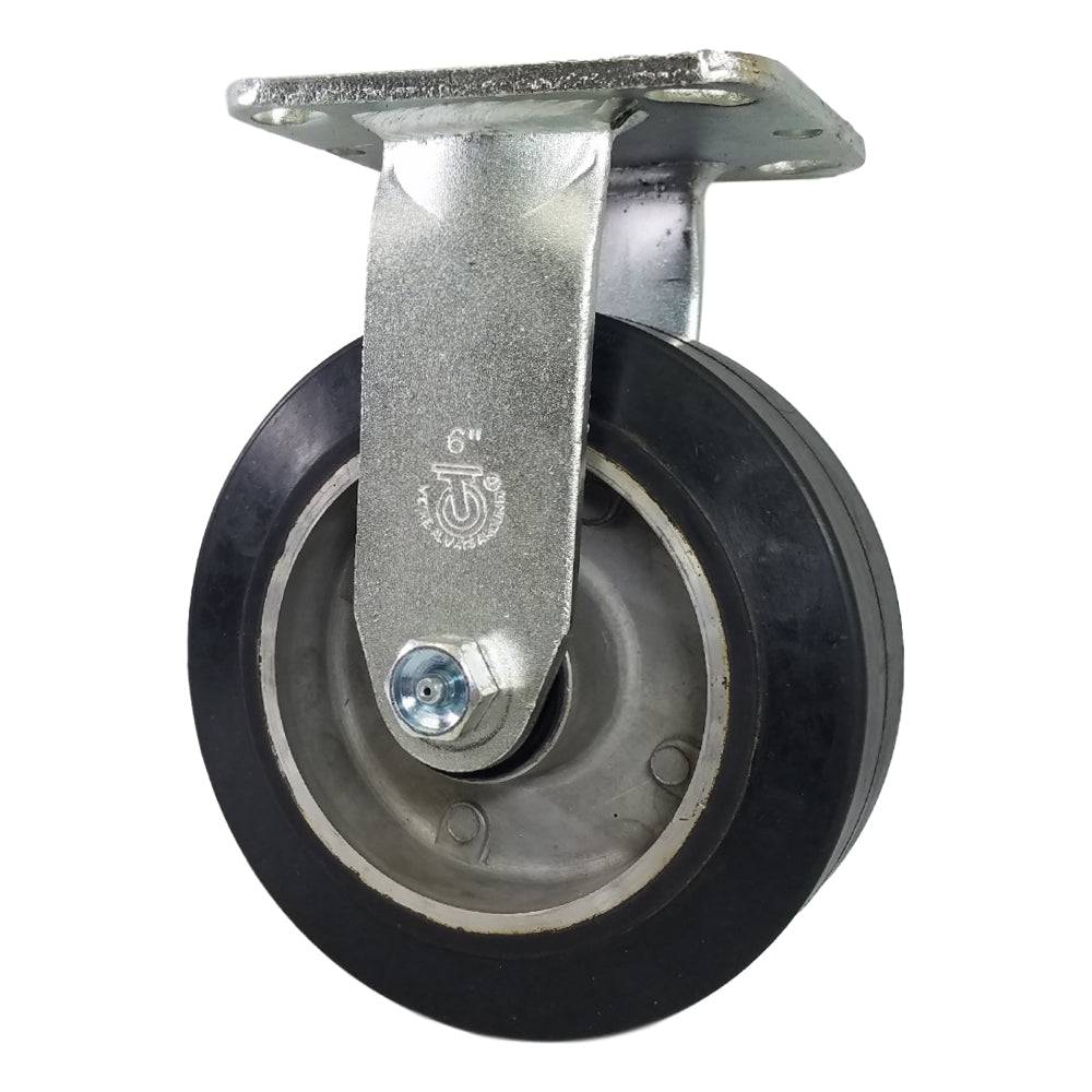 6" x 2" Medium Duty Series Rigid Caster with Rubber on Aluminum Wheel - 28RA60JB0417YY