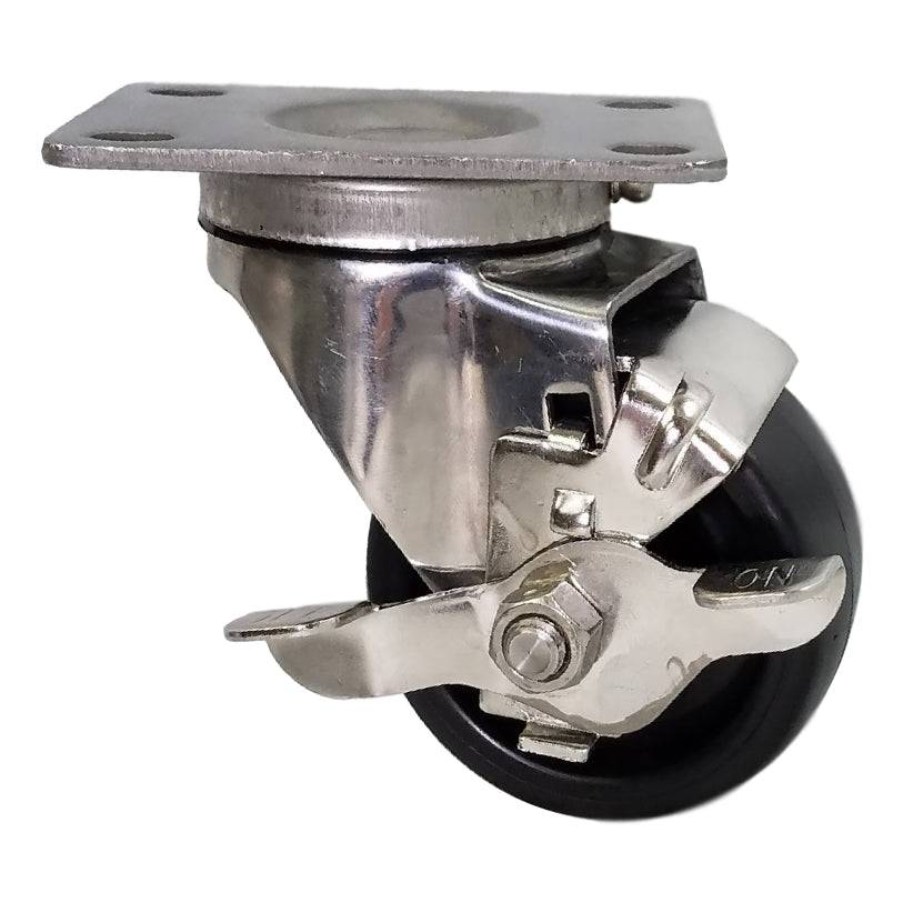 3" x 1-1/4" Food Service/Institional Stainless Steel Swivel Caster with Polyolefin Wheel - 73PO30GB8206TY