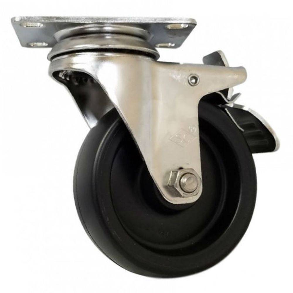 4" x 1-1/4" Light Duty Stainless Steel Total Lock Swivel Caster with Polyolefin Wheel - S7PO40GB8206YY