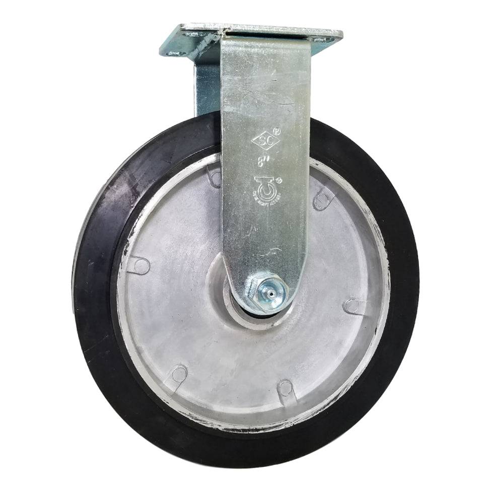 8" x 1-5/8" Medium Duty Stamped Rigid Caster with Rubber on Aluminum Wheel - 80RA80PB5306YY