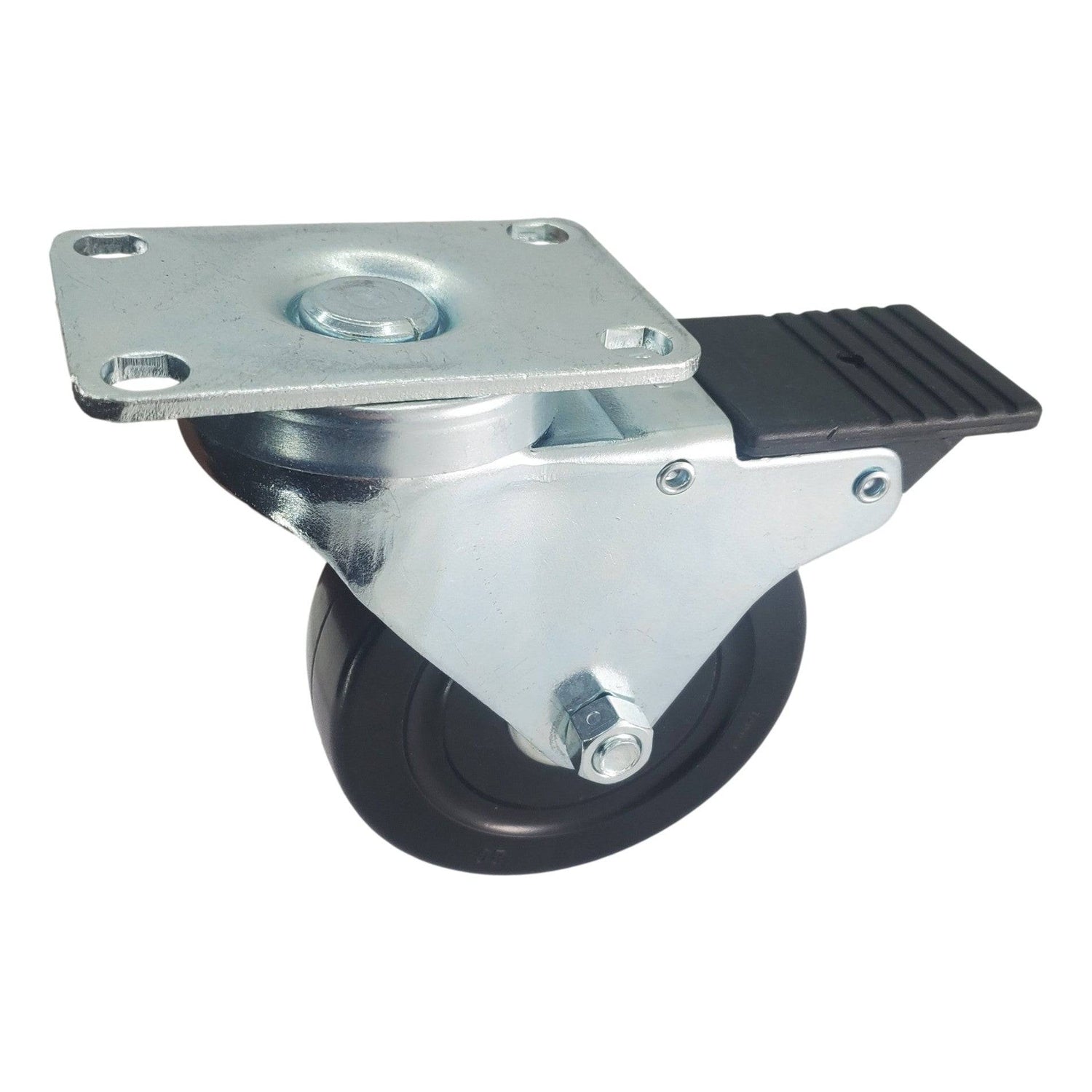 4" x 1-1/4" Light Medium Duty Total Lock Swivel Caster with Soft Rubber Wheel - T3SR40GB4206YY