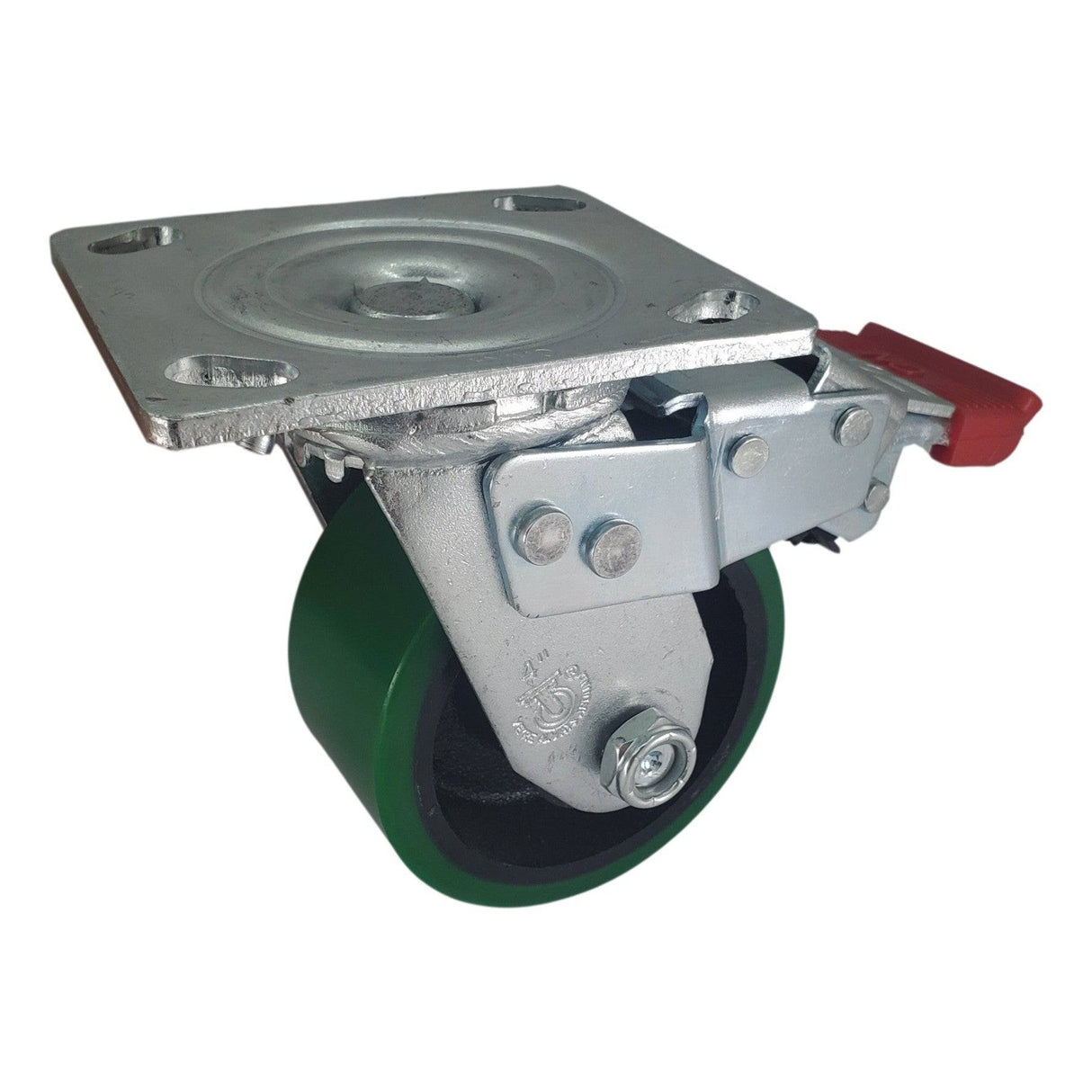 4" x 2" Trailing Total Lock Swivel Caster with Polyon Wheel - FTPU40JG0417YY