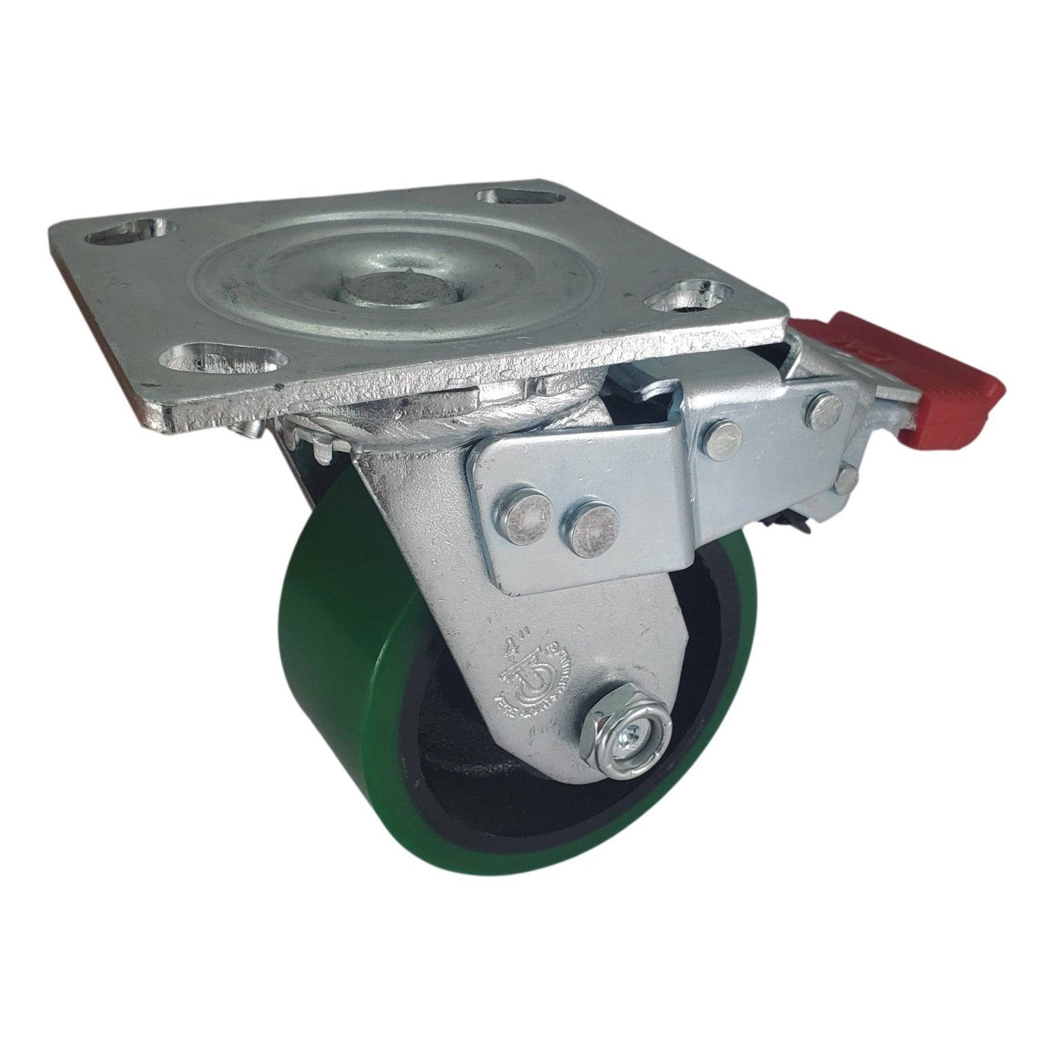 4" x 2" Trailing Total Lock Swivel Caster with Polyon Wheel - FTPU40JG0417YY