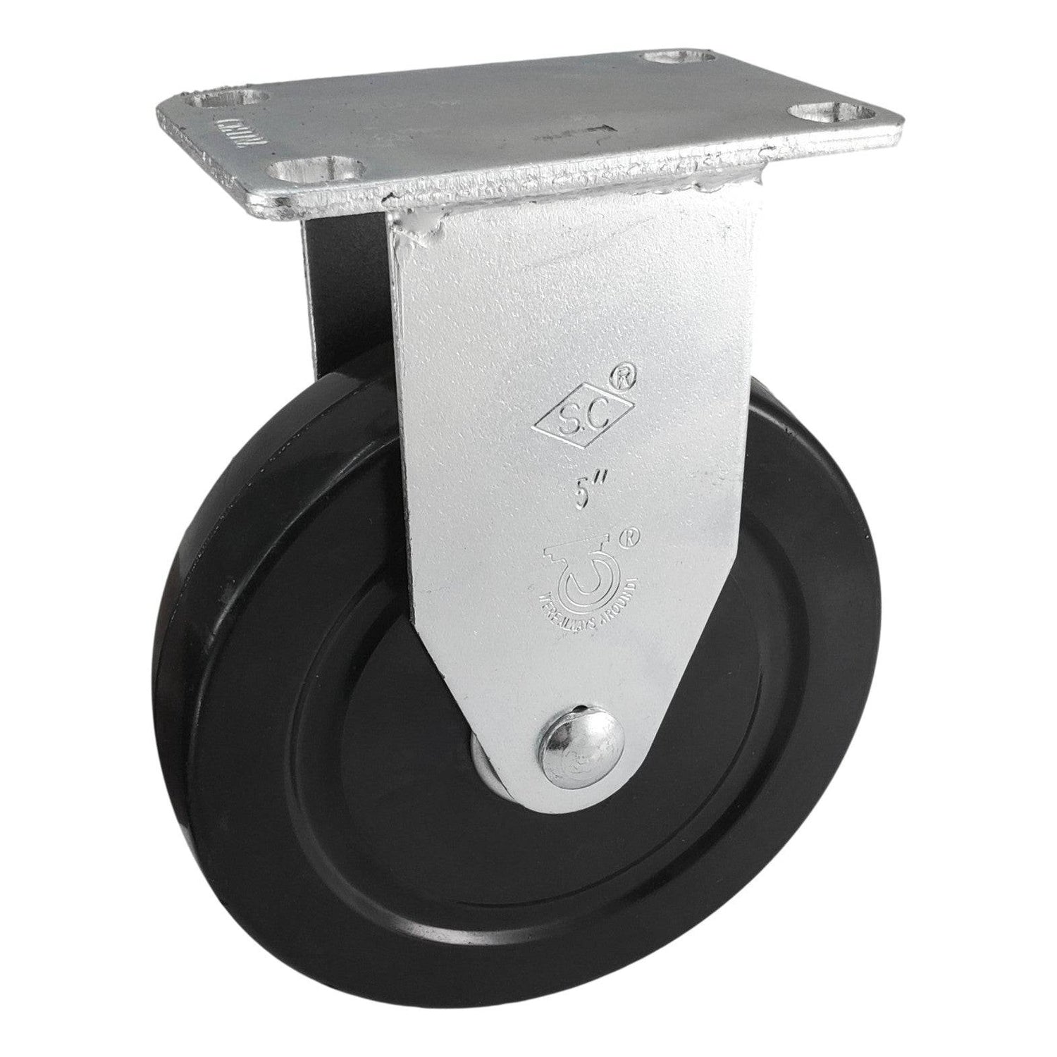 5" x 1-1/4" Light Medium Duty Rigid Caster with Hard Rubber Wheel - 76HR50GB4206YY
