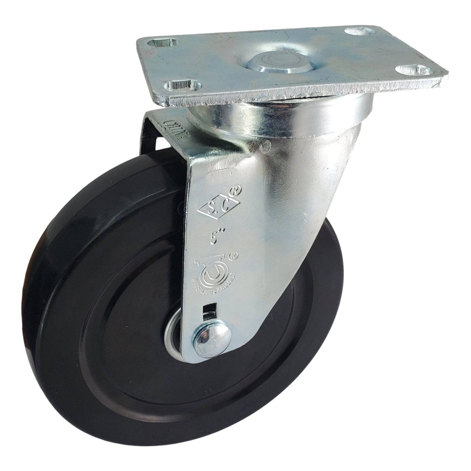 5" x 1-1/4" Light Medium Duty Swivel Caster with Hard Rubber Wheel - 75HR50GB4206YY
