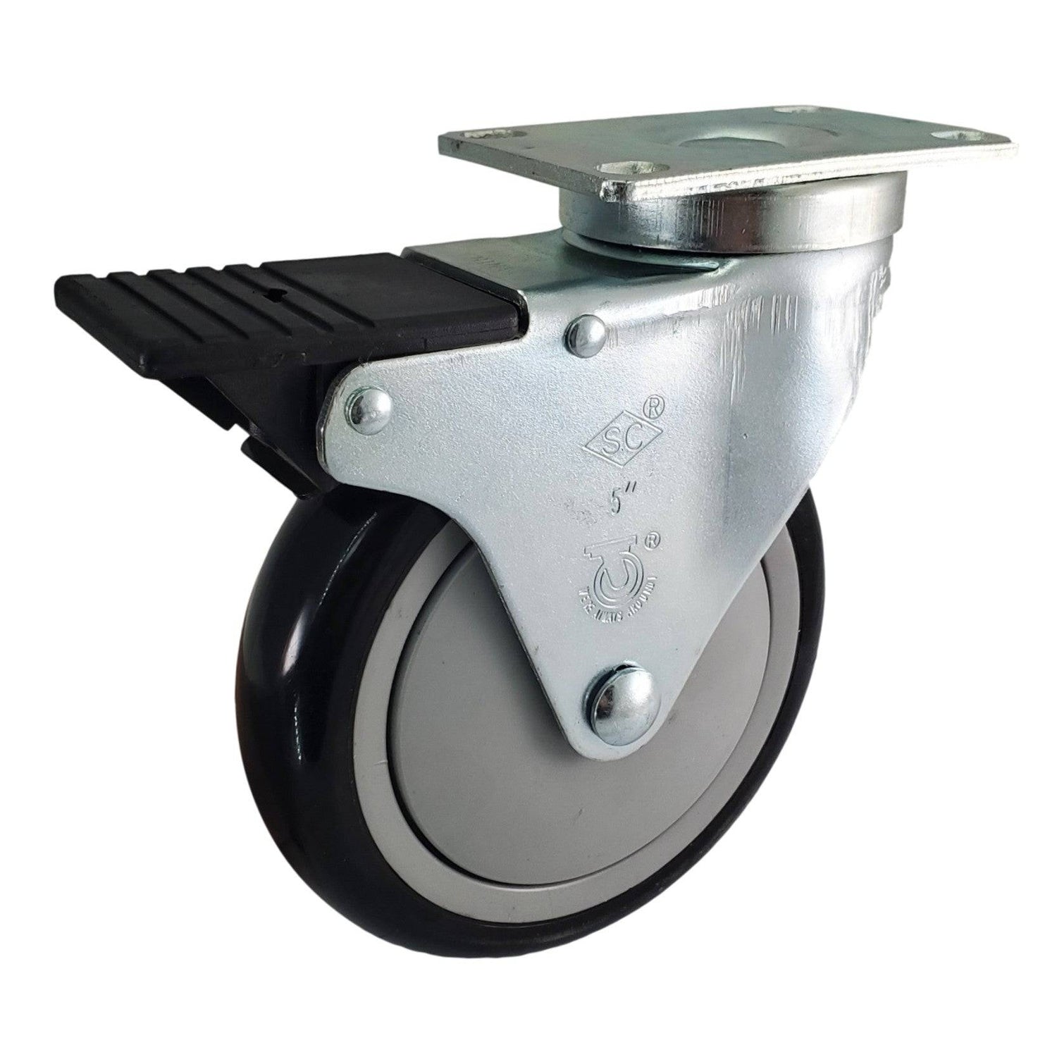 5" x 1-1/4" Light Medium Duty Total Lock Swivel Caster with Poly-Pro Wheel - T3PP50GA4406YY