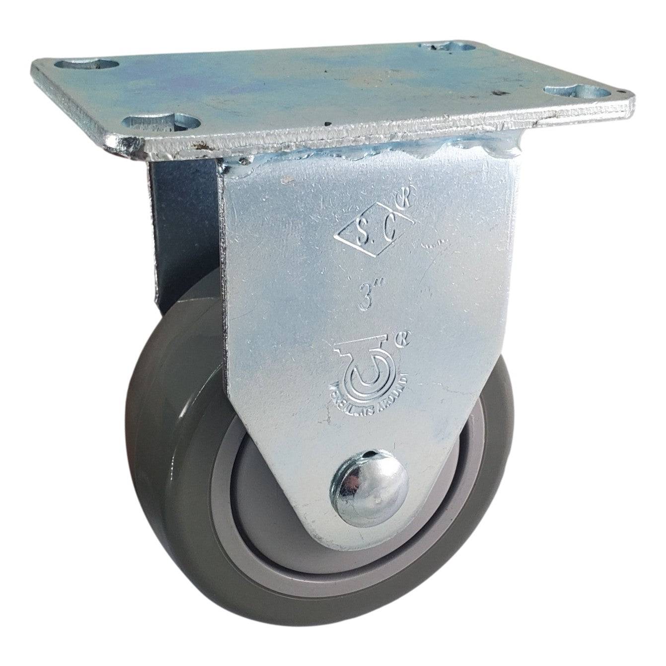 3" x 1-1/4" Light Medium Duty Rigid Caster with Poly-Pro Wheel - 76PP30GI4406YY