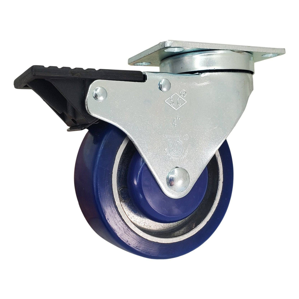 4" x 1-1/4" Light Medium Duty Total Lock Swivel Caster with Polyon Aluminum Wheel - T3PA40GL4306YY