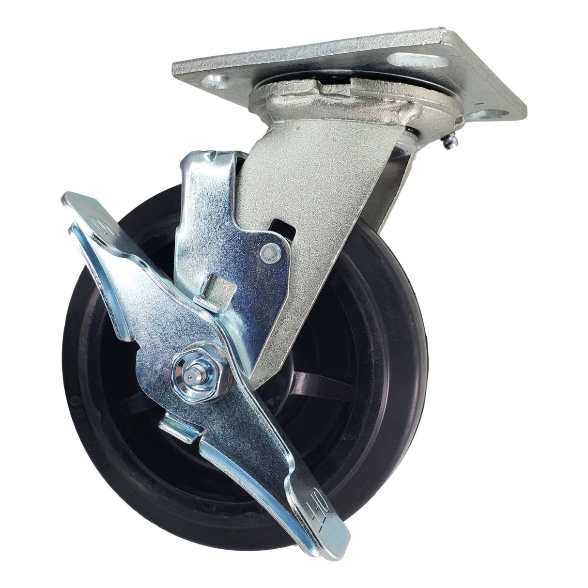 6" x 2" Medium Duty Series Swivel Caster with Rubber on Nylon Wheel - 27NR60JB6017TY