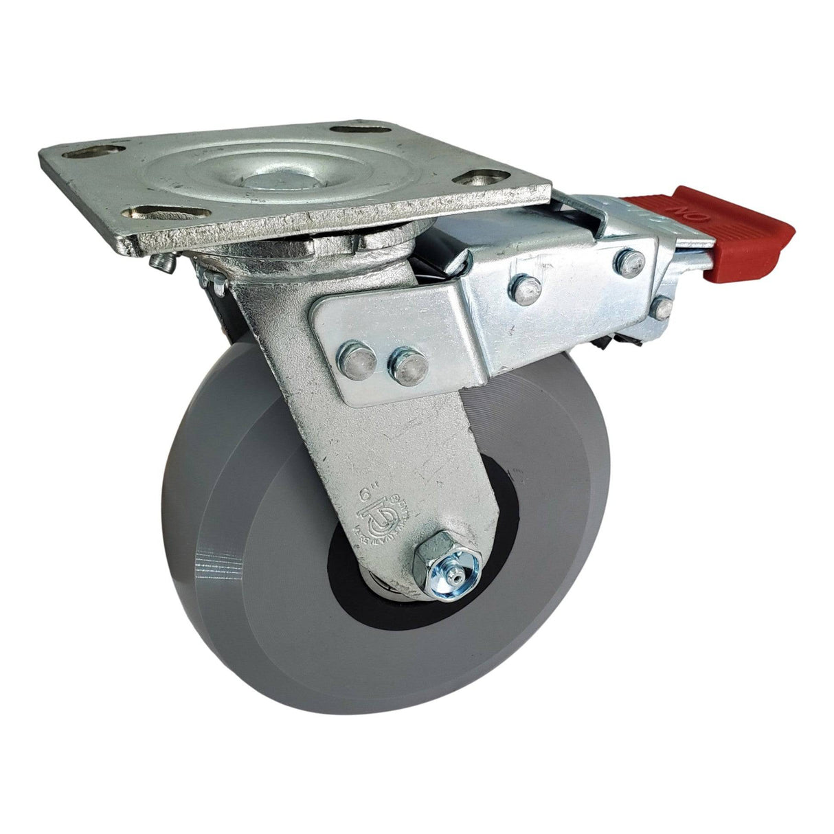 6" x 2" Trailing Total Lock Swivel Caster with Ergolastomer Wheel - FTHU60JI6417YY