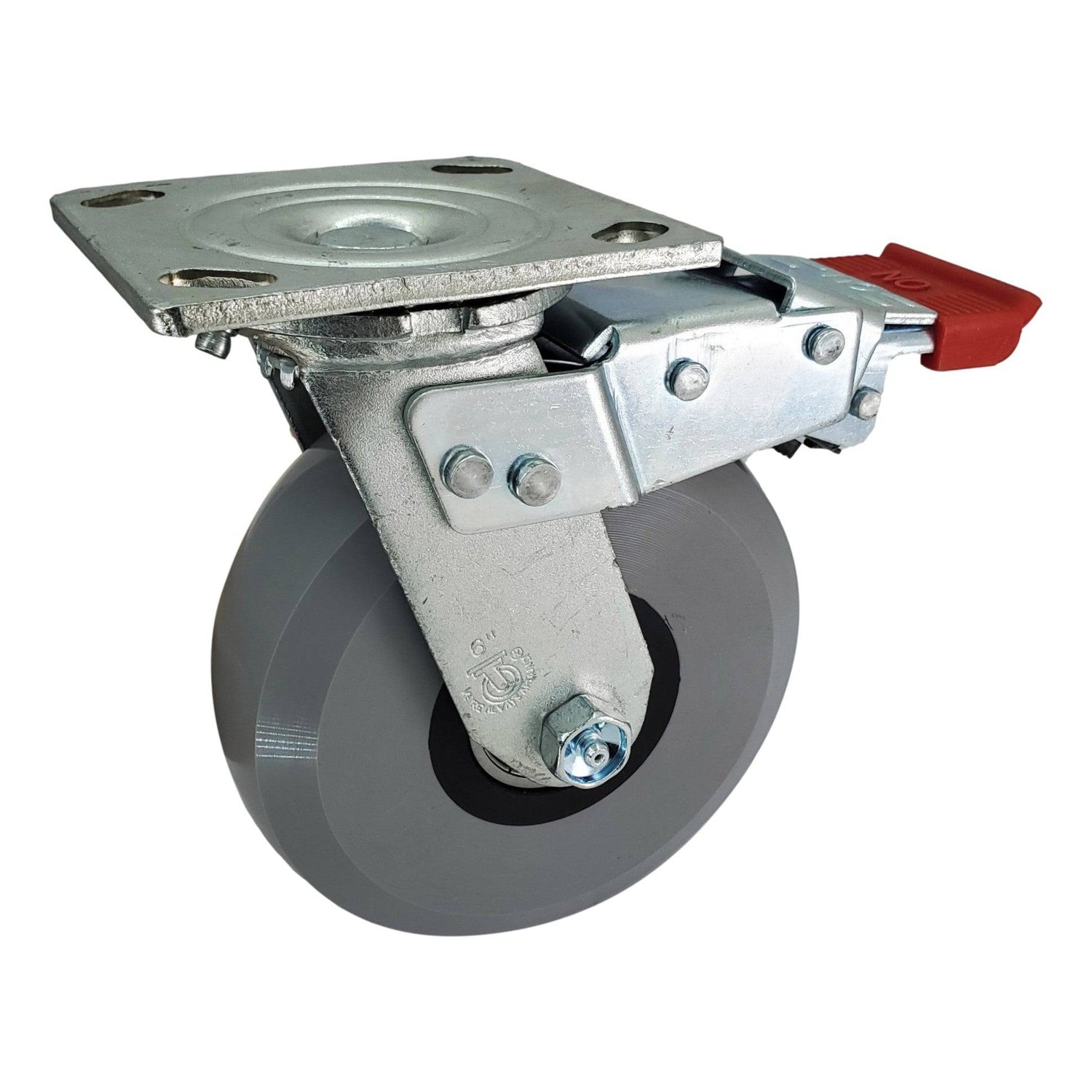 6" x 2" Trailing Total Lock Swivel Caster with Ergolastomer Wheel - FTHU60JI6417YY