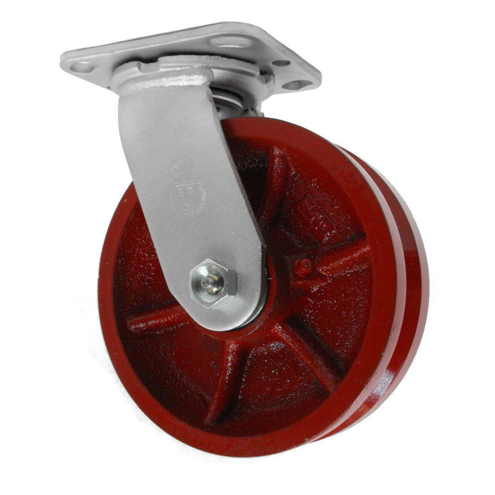 6" x 2" Medium Duty Series Swivel Caster with Ductile Steel V-Groove Wheel - 27DV60JT0417PY