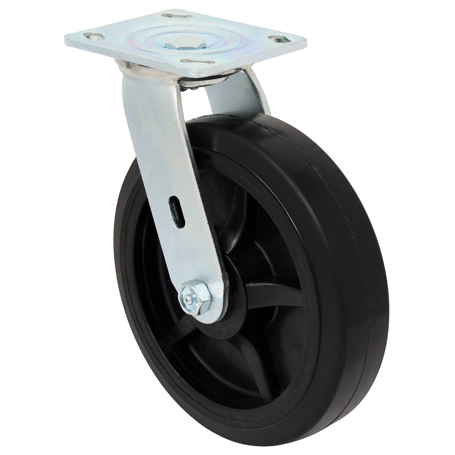 8" x 2" Medium Duty Series Swivel Caster with Rubber on Nylon Wheel - 27NR80JB6017PY