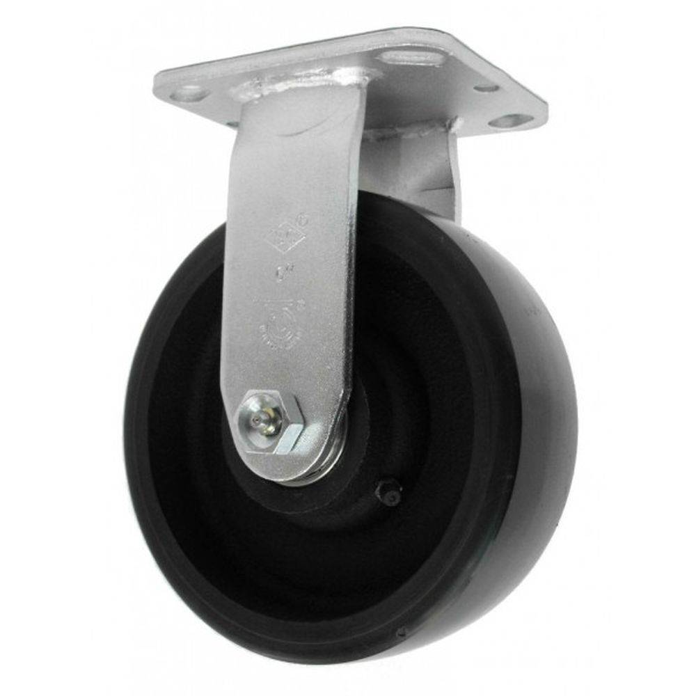 6" x 2" Medium Duty Series Rigid Caster with Energy Saver Polyon on Cast Iron Wheel - 28SW60JU0417YY