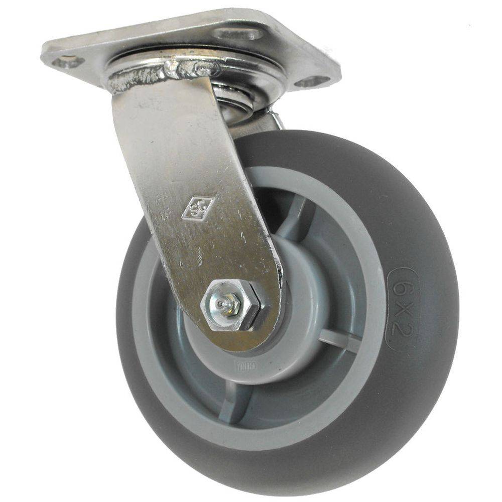 6" x 2" Medium Duty Stainless Steel Swivel Caster with Thermo-Pro Wheel - 31TP60JX6S17PY