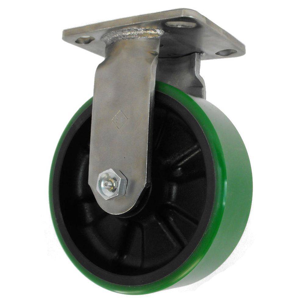 6" x 2" Medium Duty Stainless Steel Rigid Caster with Polyon Maxrok Wheel - 32MU60JG6S17YY
