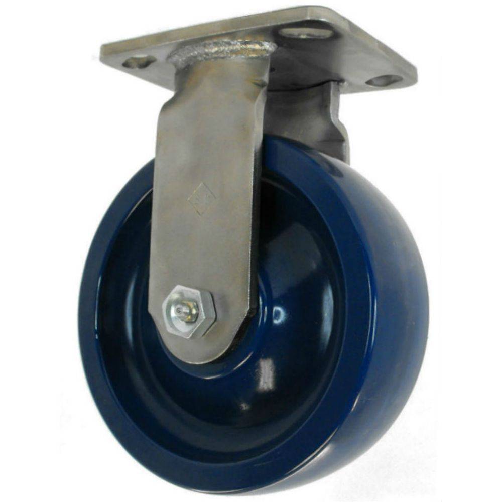 6" x 2" Medium Duty Stainless Steel Rigid Caster with Duralastomer Wheel - 32SU60JL0517YY