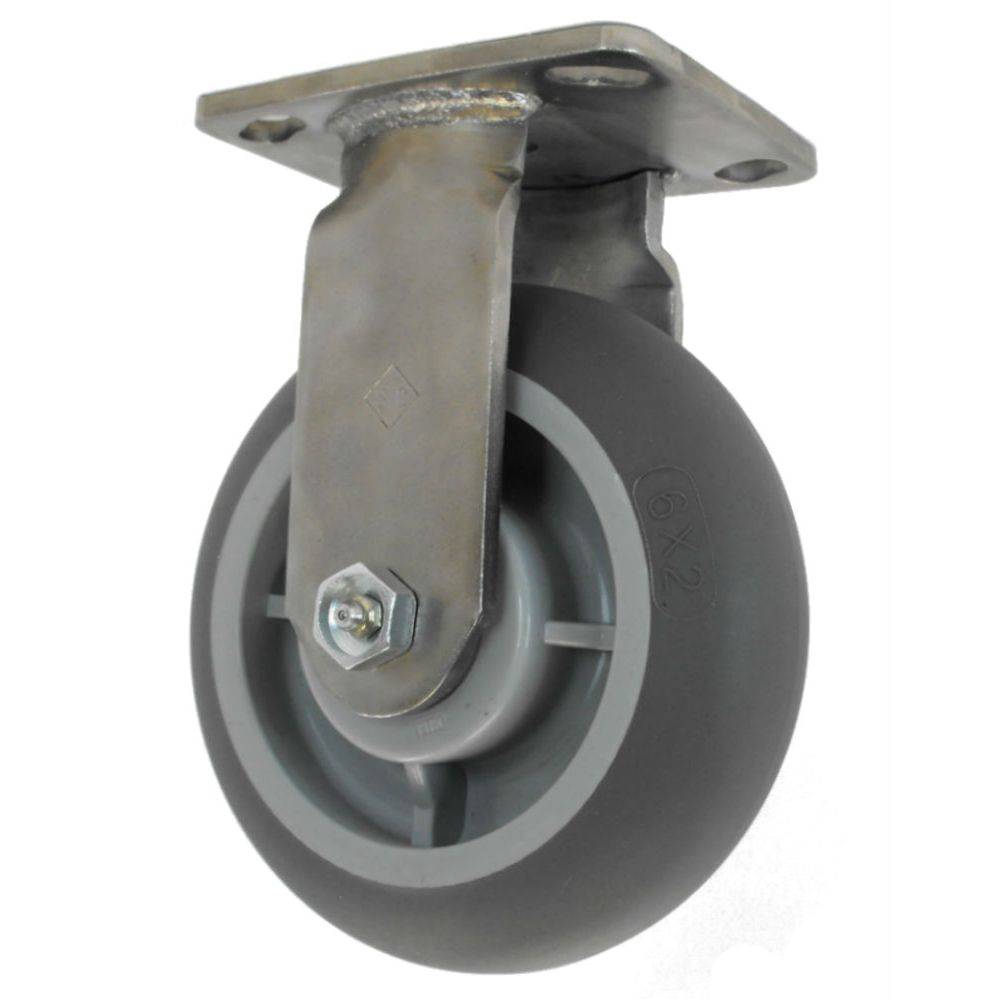 6" x 2" Medium Duty Stainless Steel Rigid Caster with Thermo-Pro Wheel - 32TP60JX6S17YY