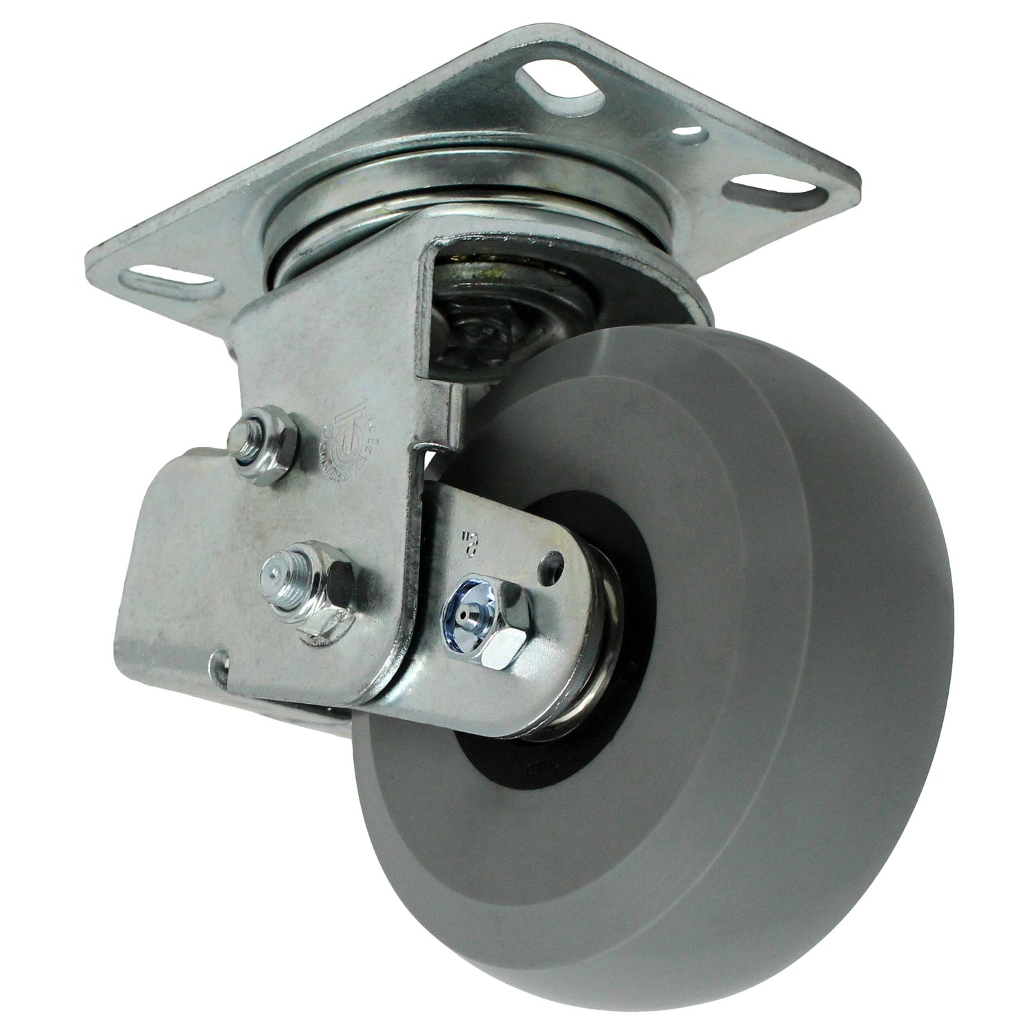 6" x 2" Medium Duty Spring Loaded Swivel Caster with Ergolastomer Wheel - 37HU60JI6419YY