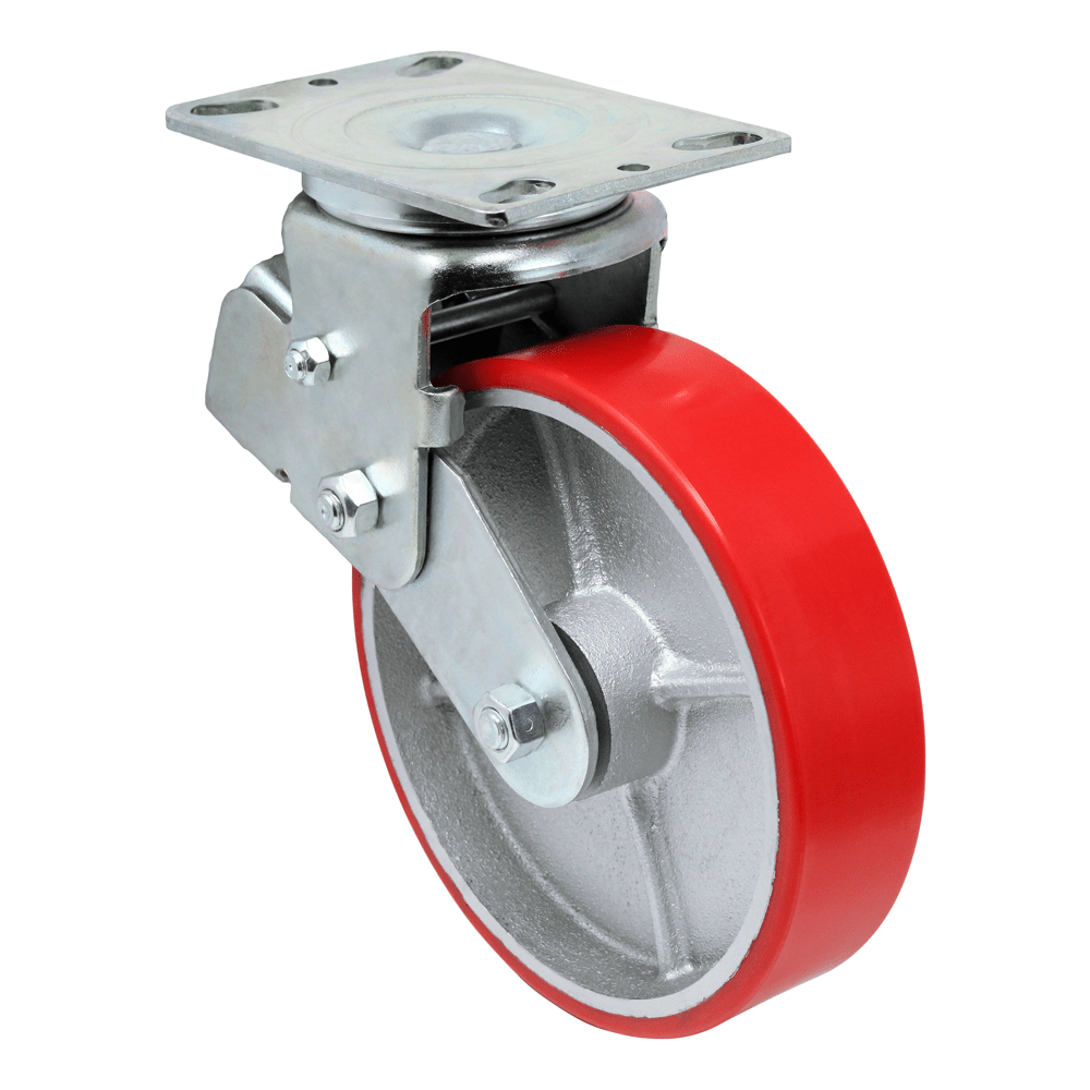 8" x 2" Medium Duty Spring Loaded Swivel Caster with Polyon Wheel - 37PU80JV0419YY