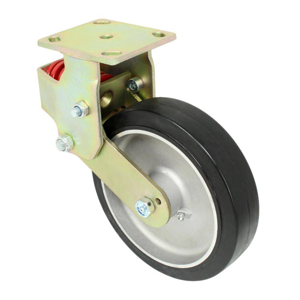 8" x 2" Spring Loaded Medium Heavy Duty Rigid Caster with Rubber on Aluminum Wheel - 3RRA80JB6017YY