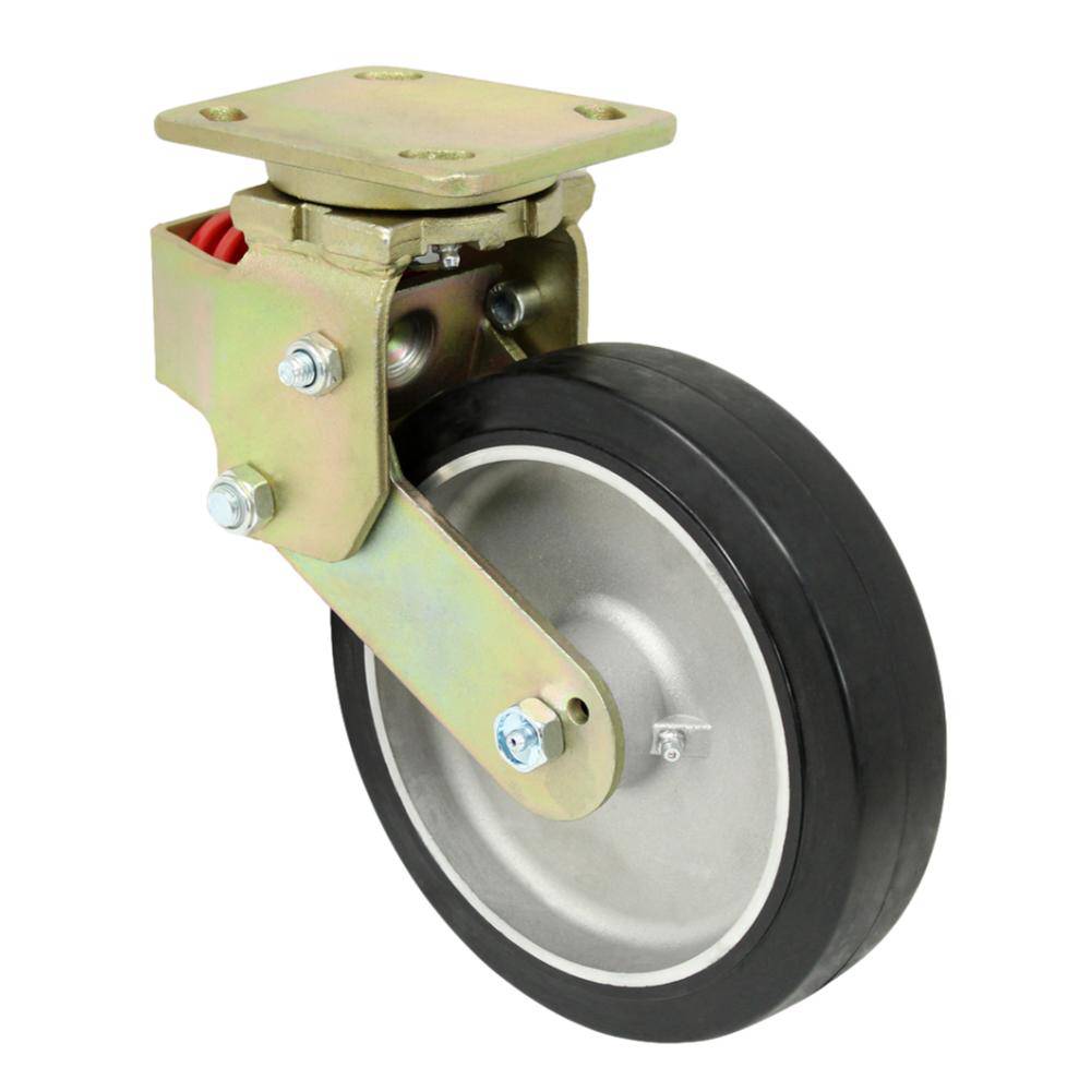 8" x 2" Spring Loaded Medium Heavy Duty Swivel Caster with Rubber on Aluminum Wheel - 3SRA80JB6017YY