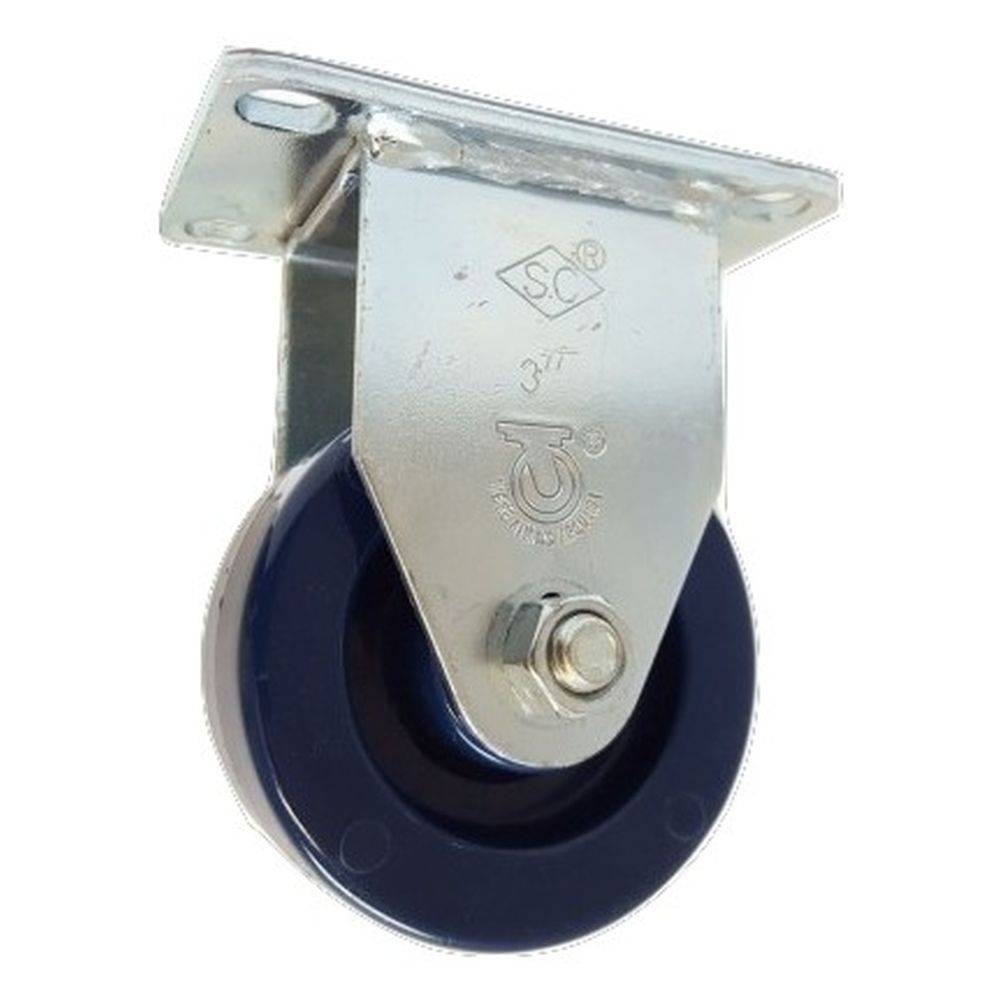 3" x 1-1/4" Light Medium Duty Rigid Caster with Duralastomer Wheel - 76SU30GL9006YY