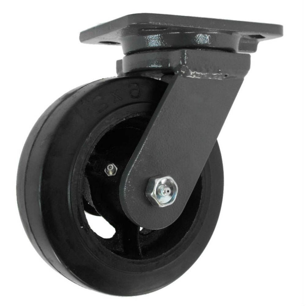 6" x 2" Heavy Duty Kingpinless Swivel Caster with Mold-On Rubber on Cast Iron Wheel - 41RS60JB0417YY