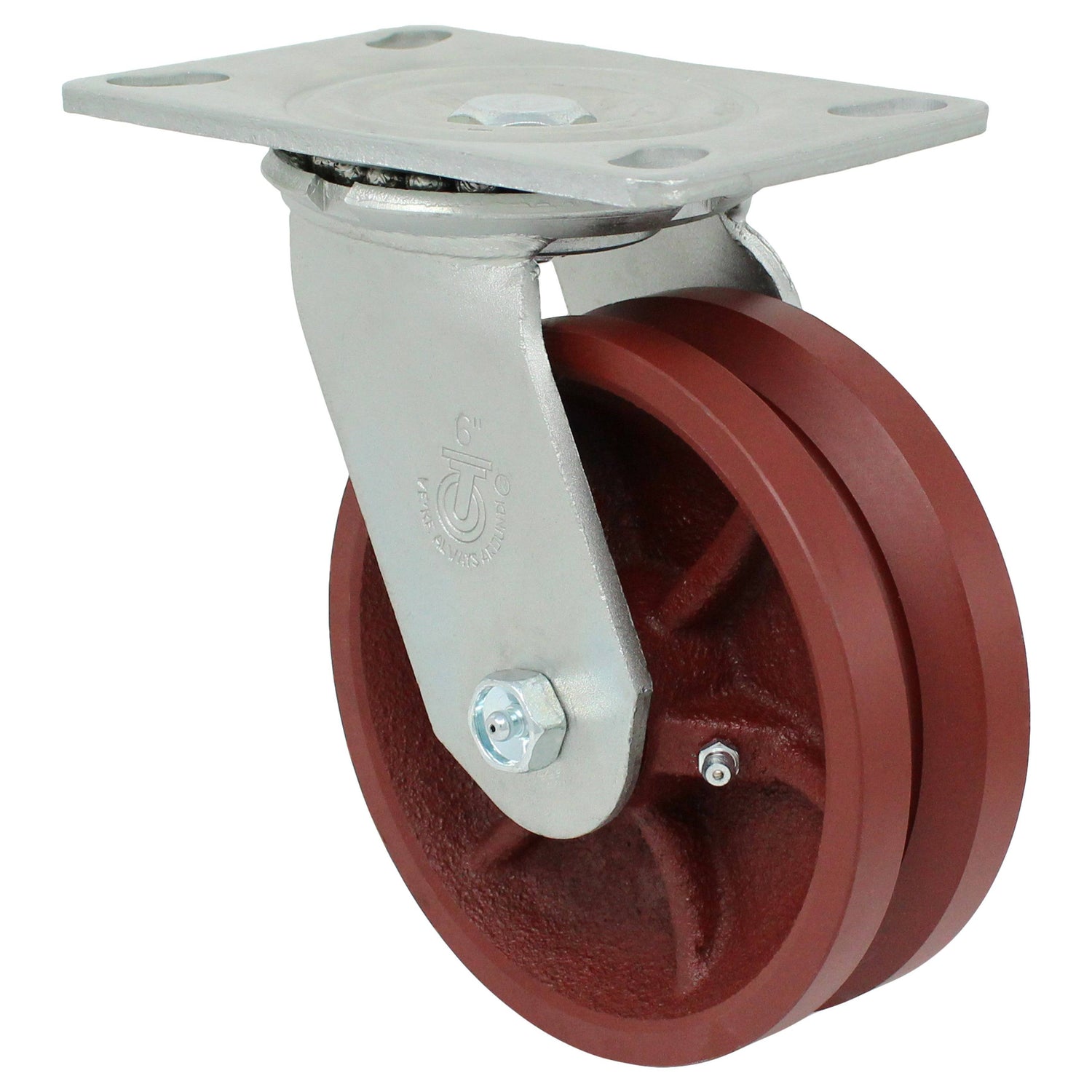6" x 2" Medium Heavy Duty Series Swivel Caster with Ductile Steel V-Groove Wheel - 43DV60JT0419YY