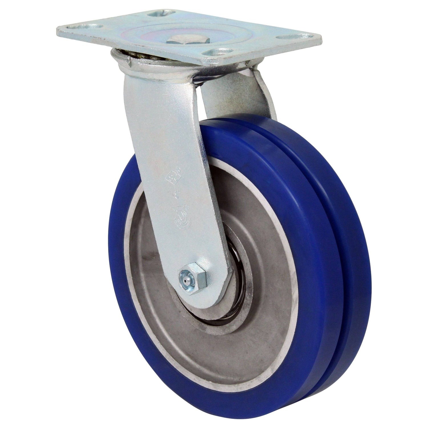 8" x 1" x (2) Medium Heavy Duty Series Swivel Caster with Dual Round Tread Polyurethane Wheels - 43DW80JBT319YY