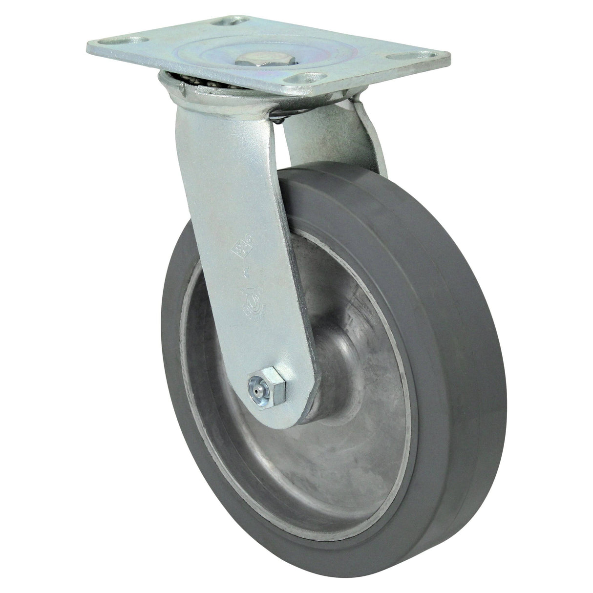 8" x 2" Medium Heavy Duty Series Swivel Caster with Rubber on Aluminum Wheel - 43RA80JI6019PY