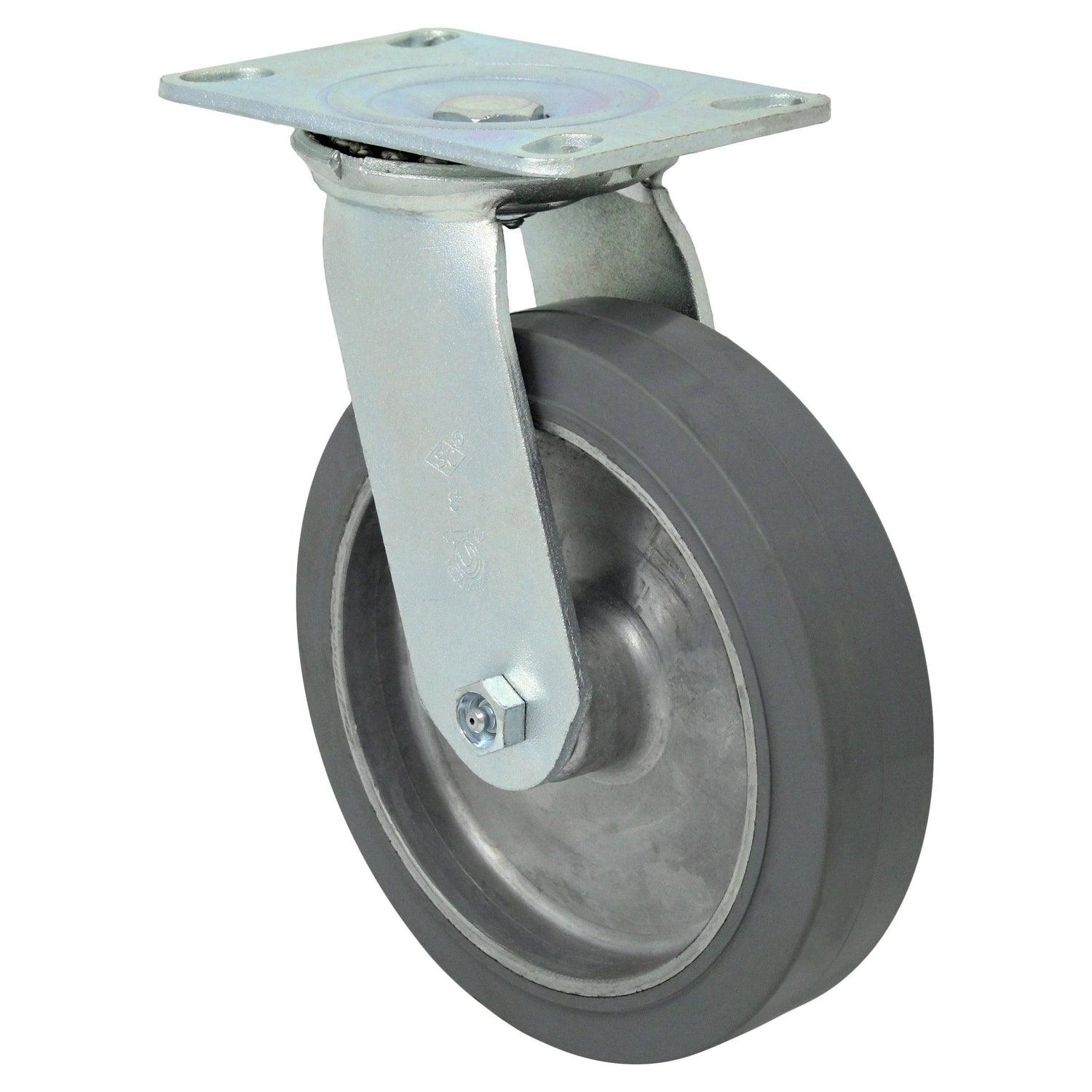 8" x 2" Medium Heavy Duty Series Swivel Caster with Rubber on Aluminum Wheel - 43RA80JI6019PY