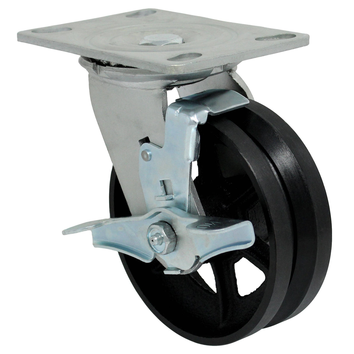 6" x 2" Medium Heavy Duty Series Swivel Caster with Cast Iron V-Groove Wheel - 43VG60JT0419TY