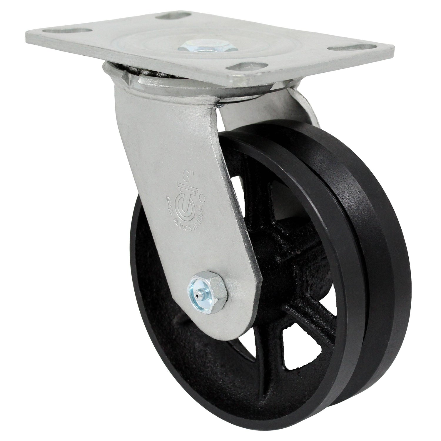 6" x 2" Medium Heavy Duty Series Swivel Caster with Cast Iron V-Groove Wheel - 43VG60JT0419YY